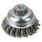 Weiler 3-1/2" Single Row Knot Wire Cup Brush .023" Steel Fill M10x1.25 Nut 13150 - alternate 1